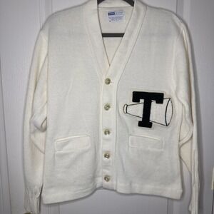 Vintage AMF Tennessee American Official Award Letterman Cardigan Sweater Sz 38